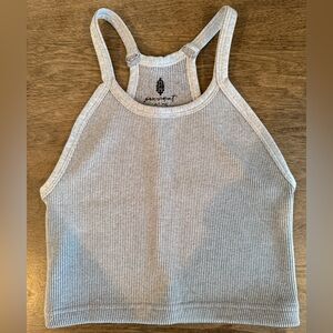 FP MOVEMENT BY FREE PEOPLE Happiness Runs M/L Light/Heather Grey Crop Tank Top